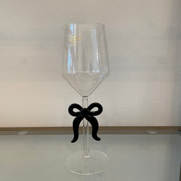 Black Bow Wine Glass Holiday Glam Barware NEW - Picture 11 of 13